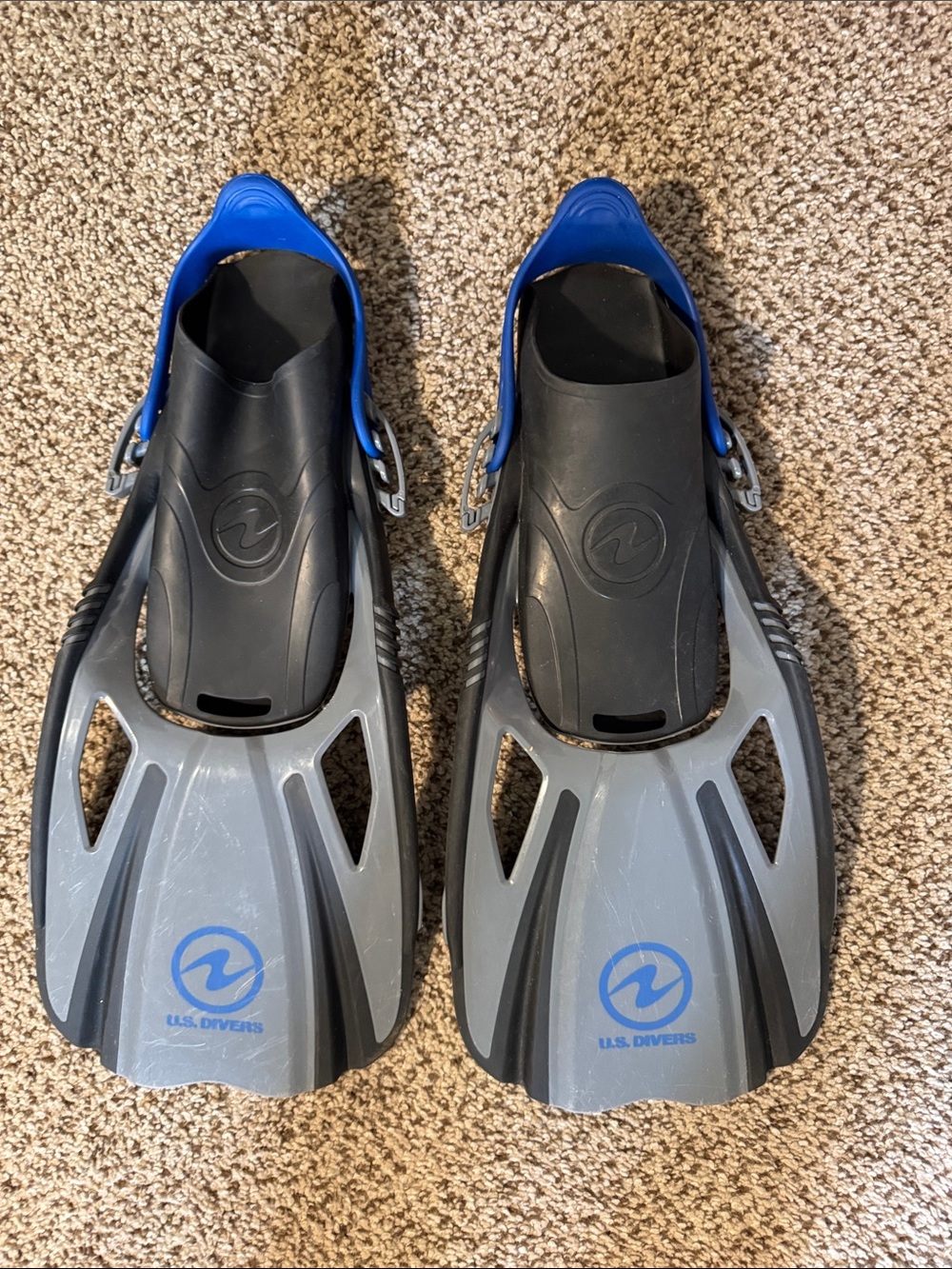 U.S. Divers - Men's Adjustable Swim Fins in Gray and Blue
